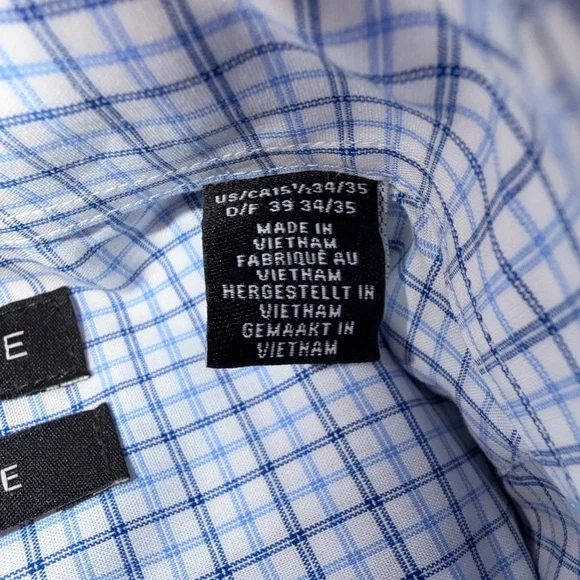 Saks Fifth Avenue Blue Check Dress Shirt - Picture 3 of 3